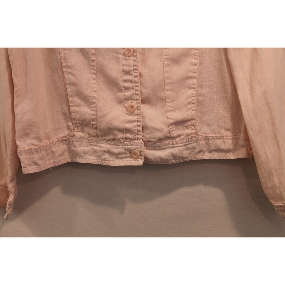 Lulu B Coastal Linen Jacket Womens M Peach Frayed Edges Lightweight Button Up - Picture 3 of 8
